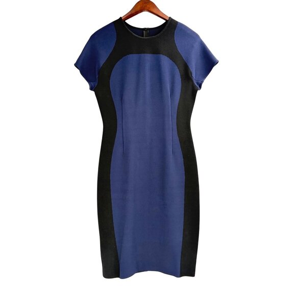 St. John Dresses & Skirts - St. John Womens Size 6 Fitted Sheath Dress Black Blue Colorblock Luxury Chic